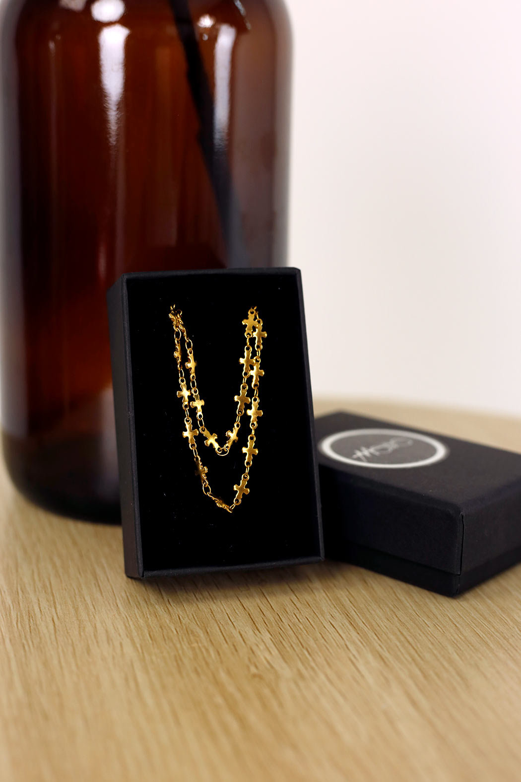 Gold Double Strand Cross Chain Necklace - FINAL SALE