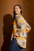 Fern Print Femme Blogger Shirt Yellow