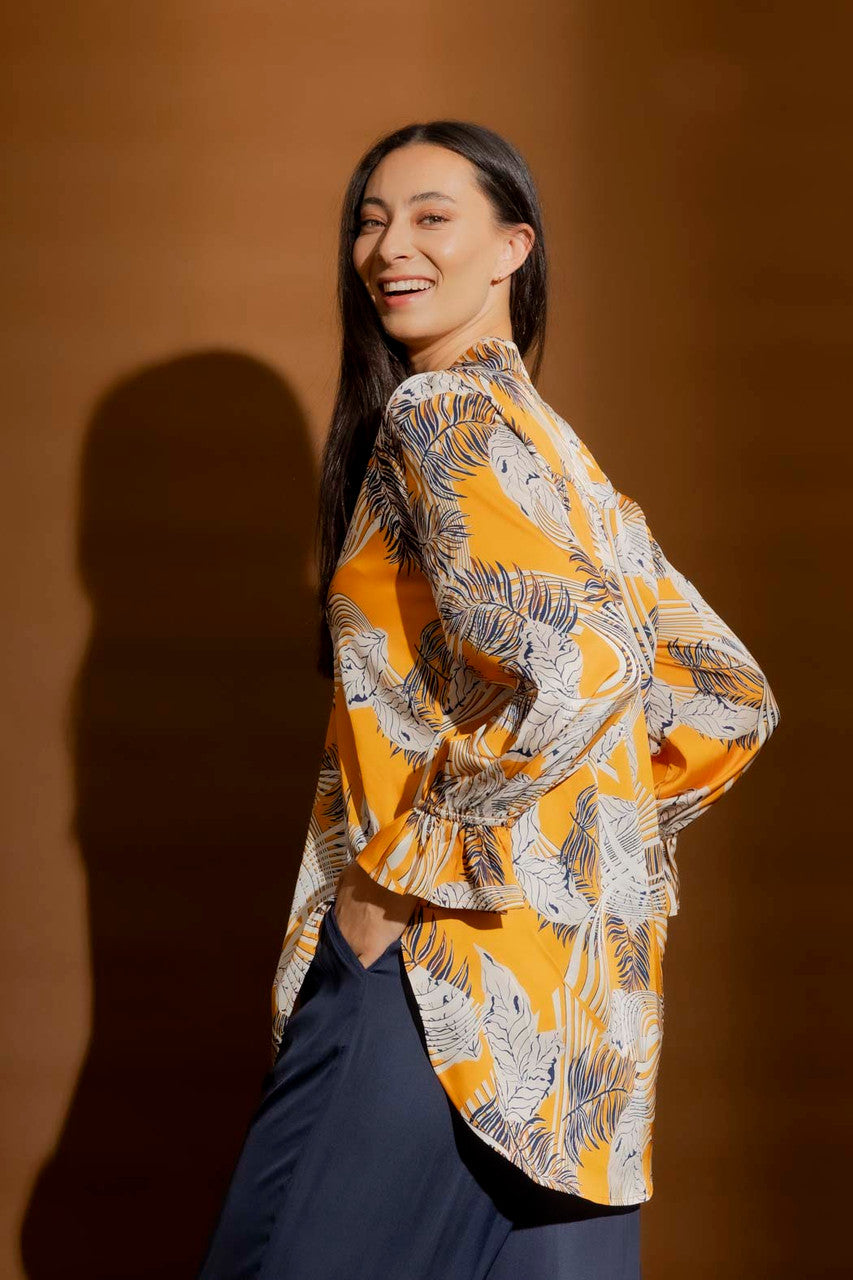 Fern Print Femme Blogger Shirt Yellow