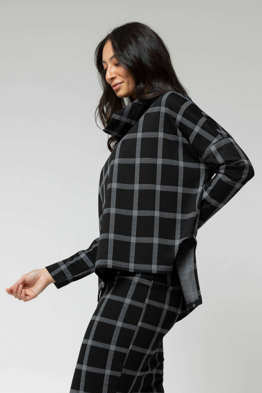 Black Check Roll Neck Top