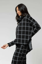 Black Check Roll Neck Top