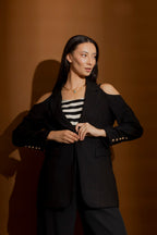 Black Cutout Shoulder Blazer
