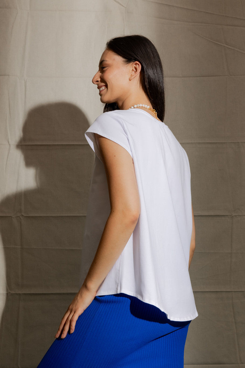 White Motto Embroidered T Shirt