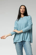 Blue Lurex Crew Neck Jumper- Sale