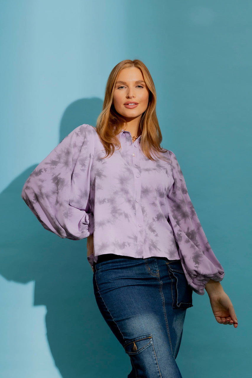 Lilac Balloon Sleeve Shirt