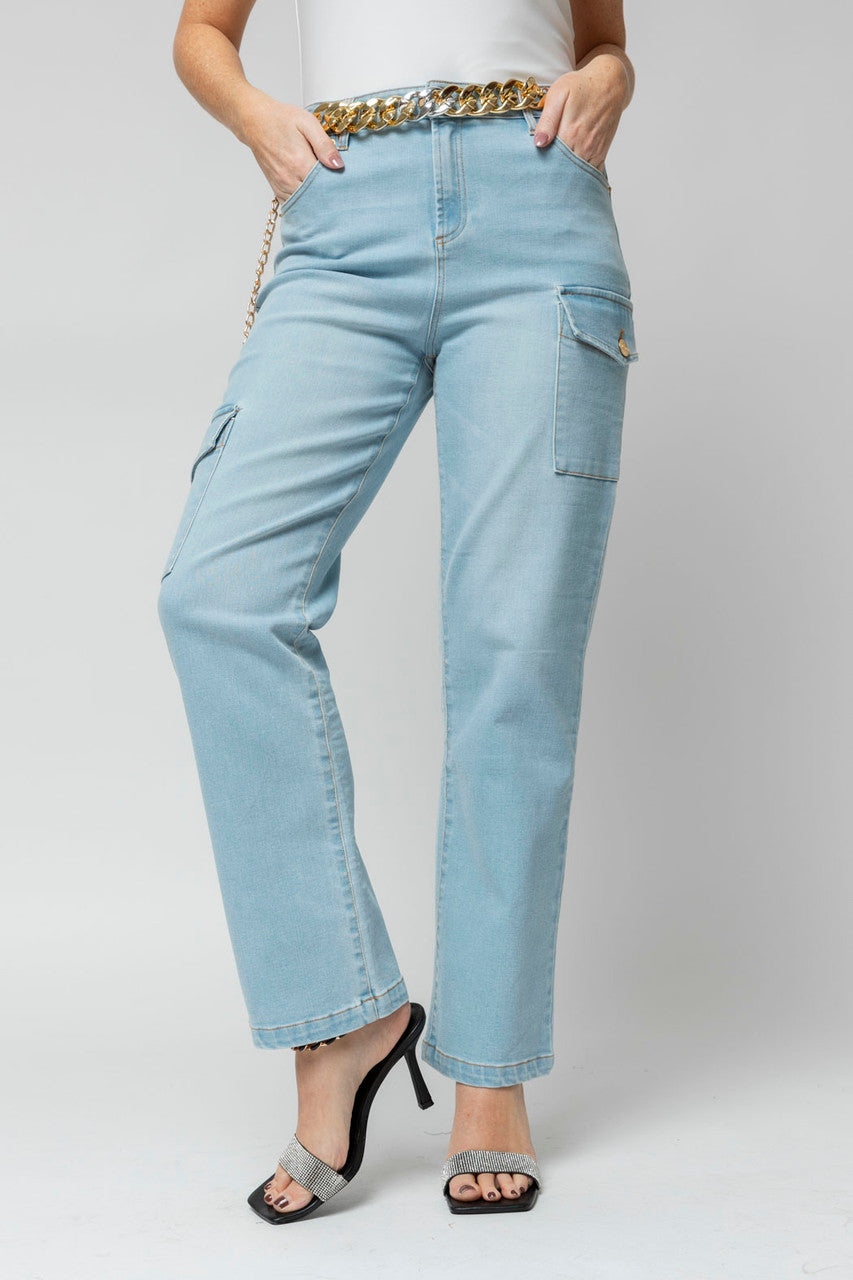 Light Denim Cargo Jeans