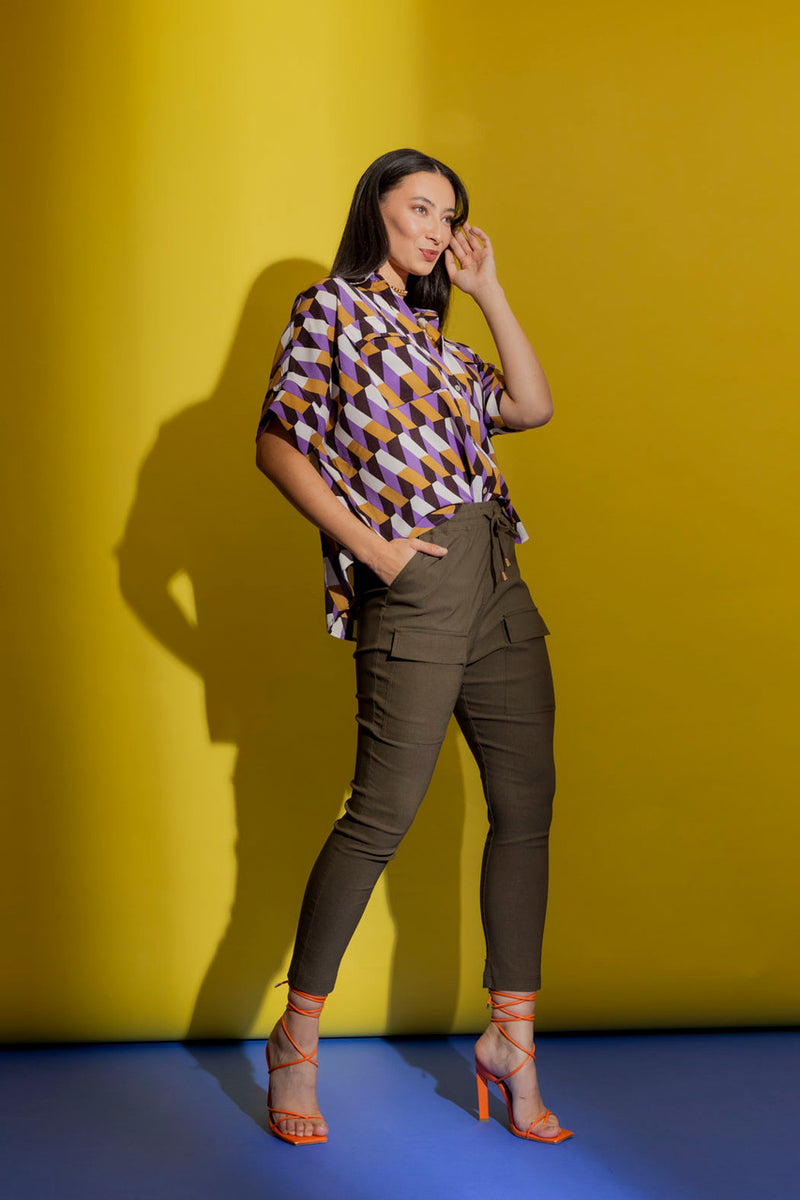 Lilac/Gold Crop Blake Shirt