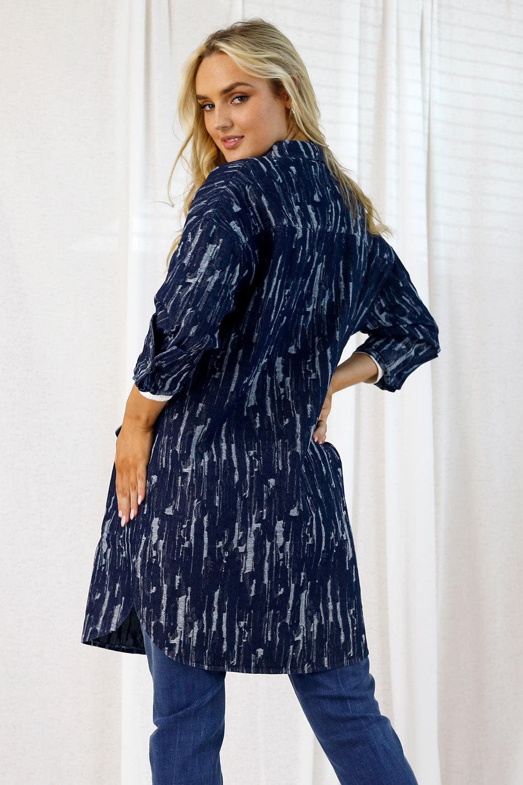 Distressed Denim Shacket - Indigo - FINAL SALE