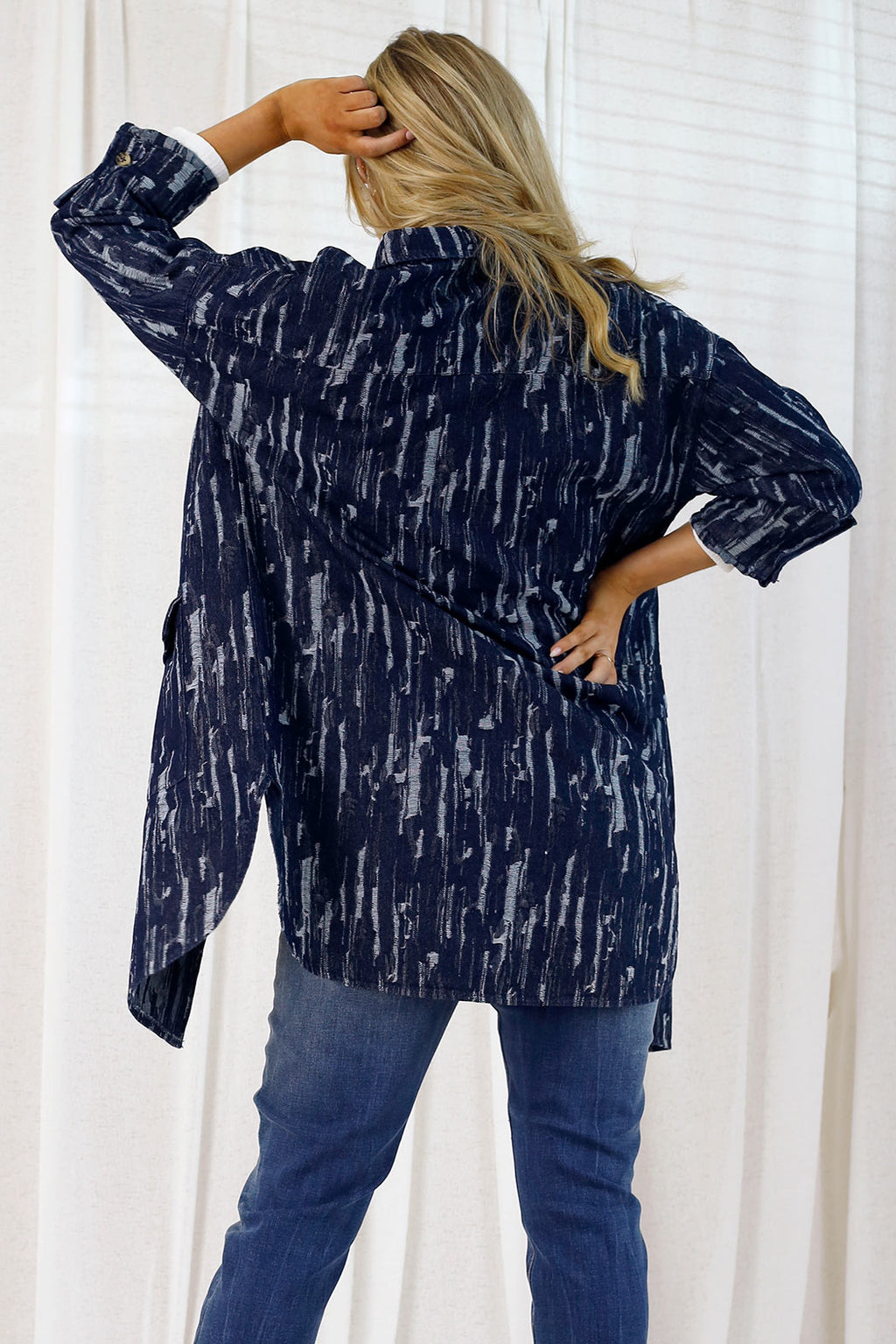 Distressed Denim Shacket - Indigo - FINAL SALE