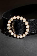 Black Pearl Buckle Belt Black S/M