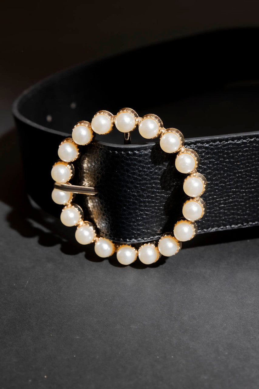 Black Pearl Buckle Belt Black S/M