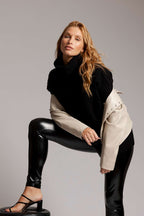 Black Rib Cowl Neck Jumper