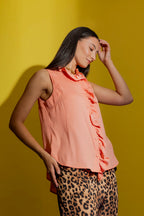 Peach Double Ruffle Cami