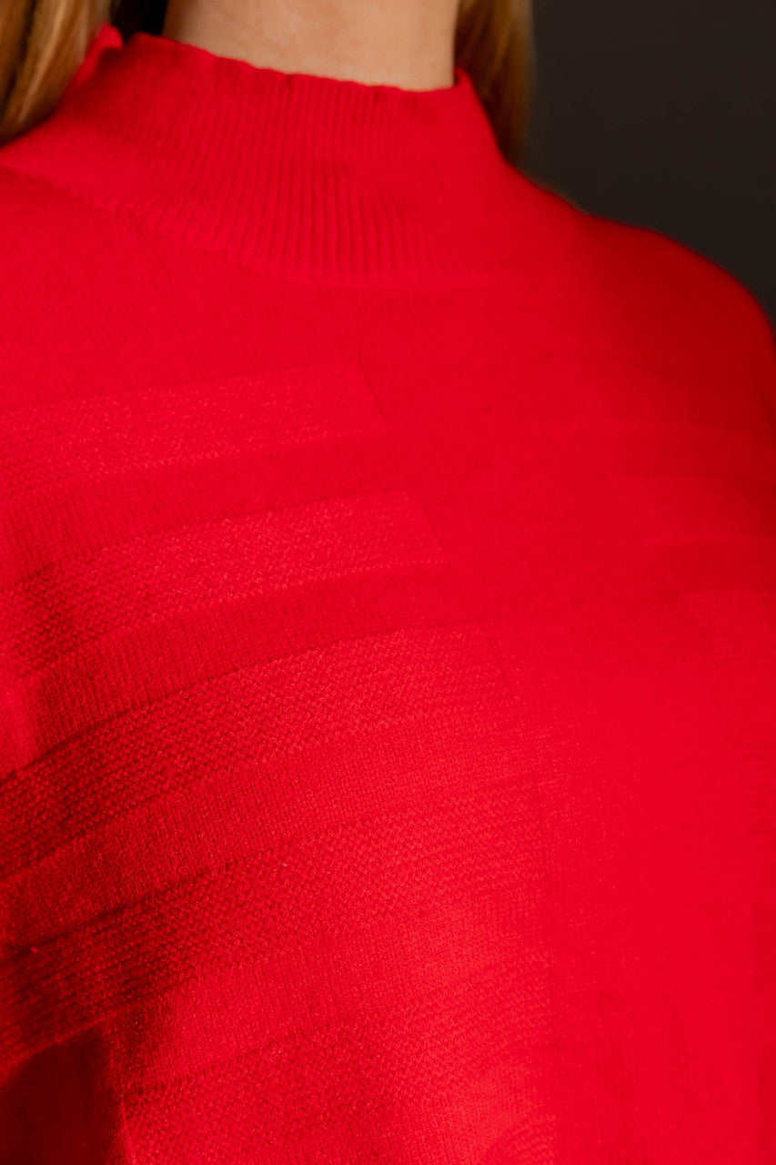 Red Mock Neck Drop Shoulder Jumper Red S
