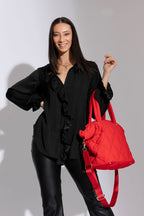 Red Qulited Tote Bag