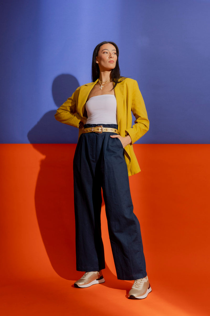 Navy Linen Vogue Pant