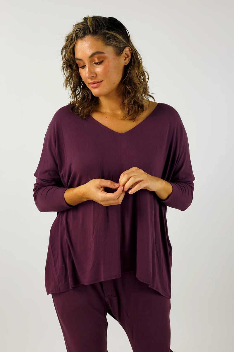 Rose Brown Bamboo Slouch Top-NT