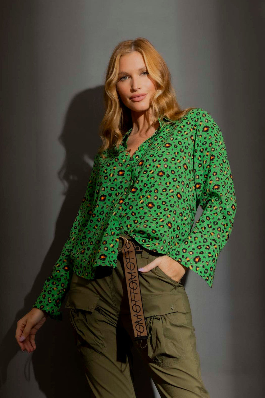 Green Animal Midi Asana Shirt Green Animal