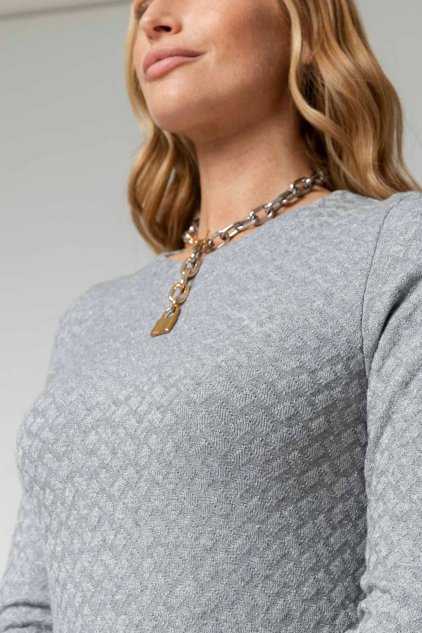 Grey Sparkle Crew Top