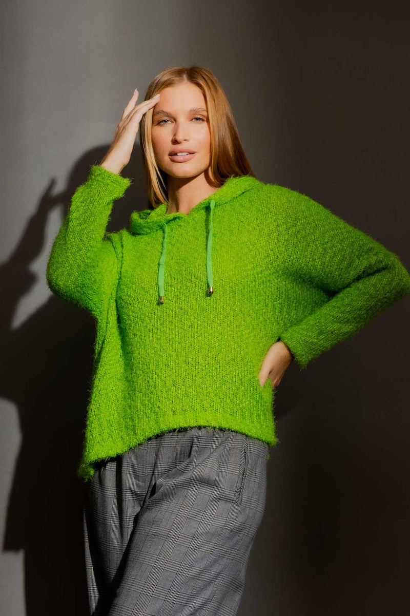 Chartreuse Fluffy Hoodie Jumper