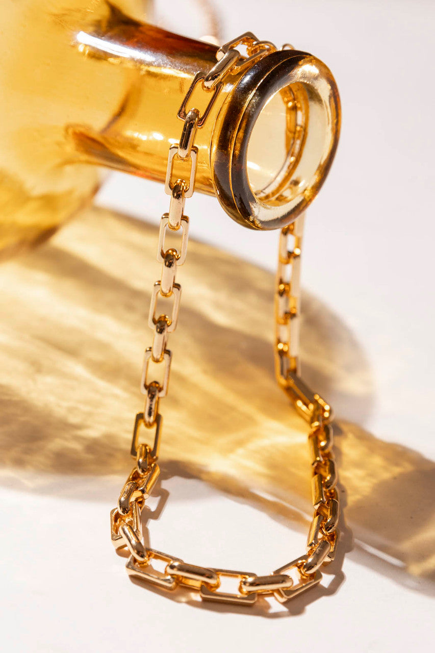 Rectangular Gold Chain Necklace S