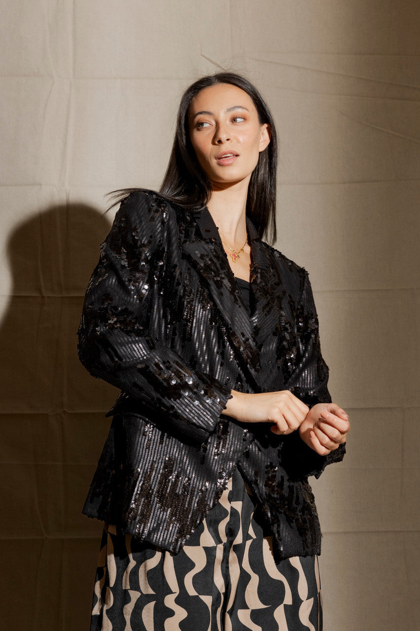 Black Sequin Sisca Blazer