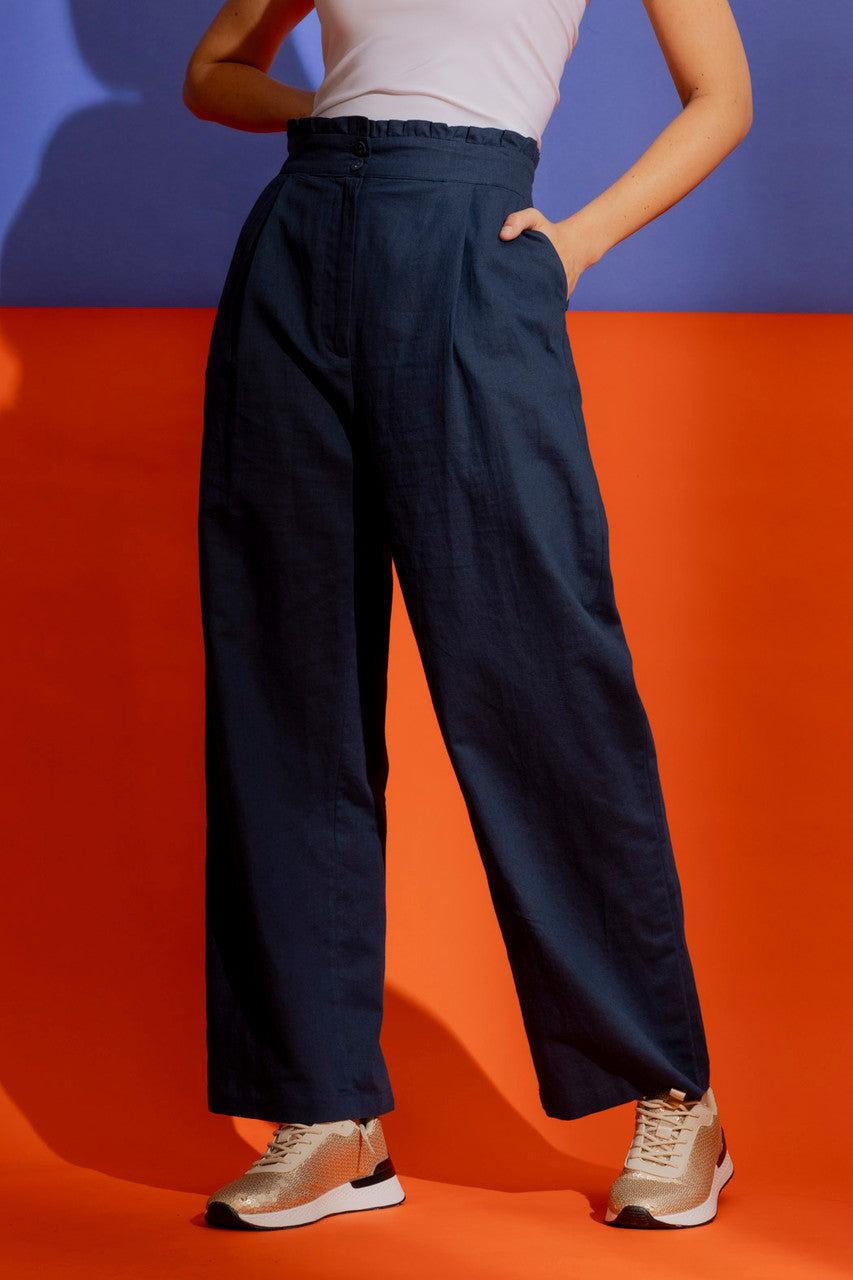 Navy Linen Vogue Pant