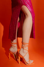 Pink Crochet Foil Knit Skirt