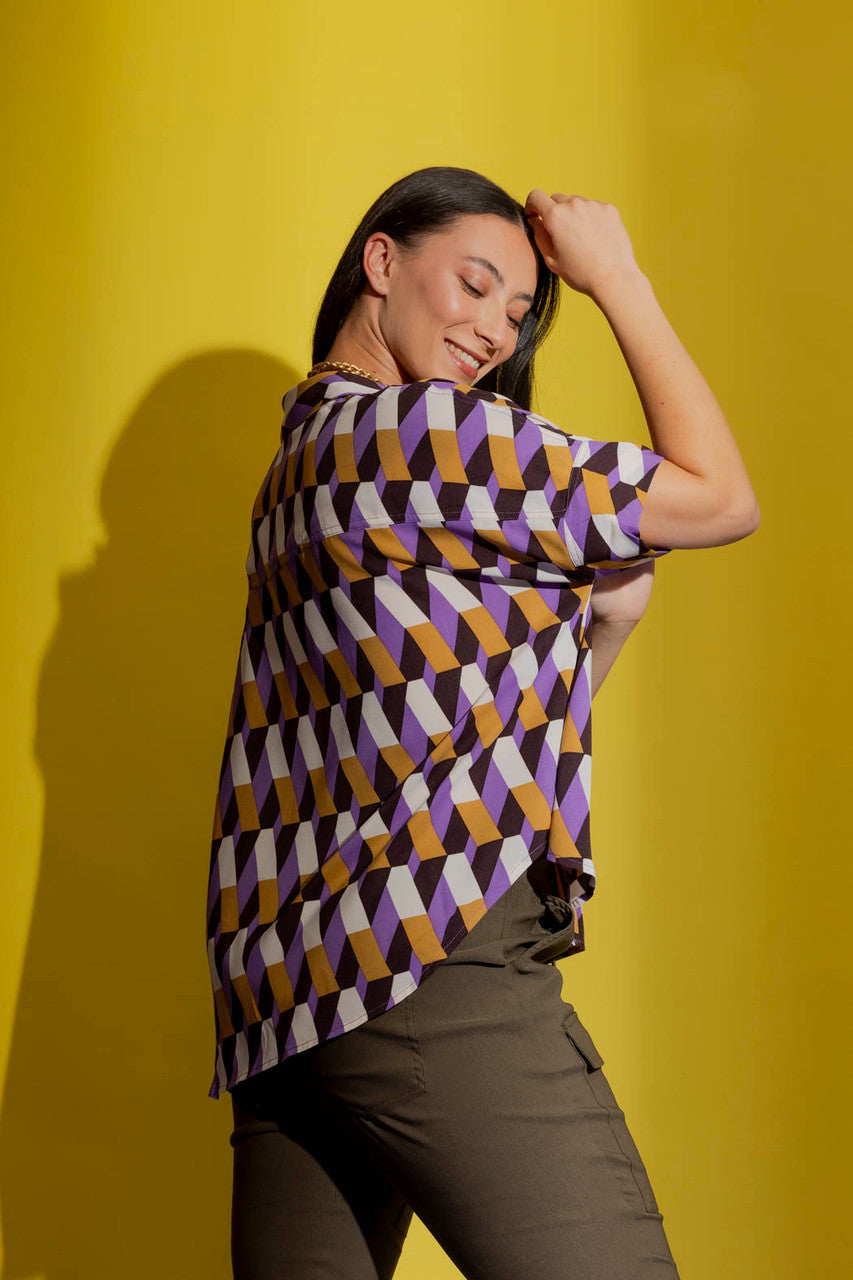 Lilac/Gold Crop Blake Shirt