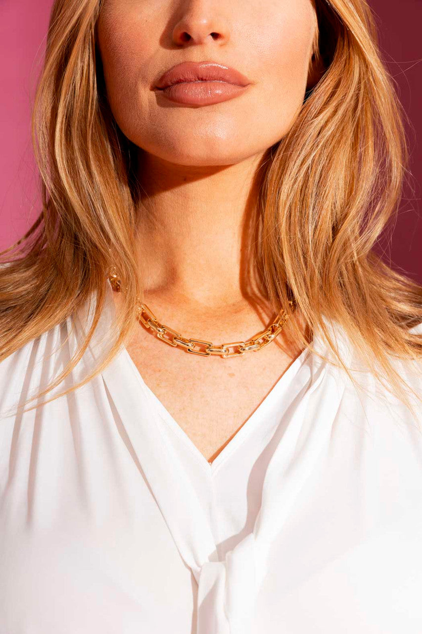 Rectangular Gold Chain Necklace S