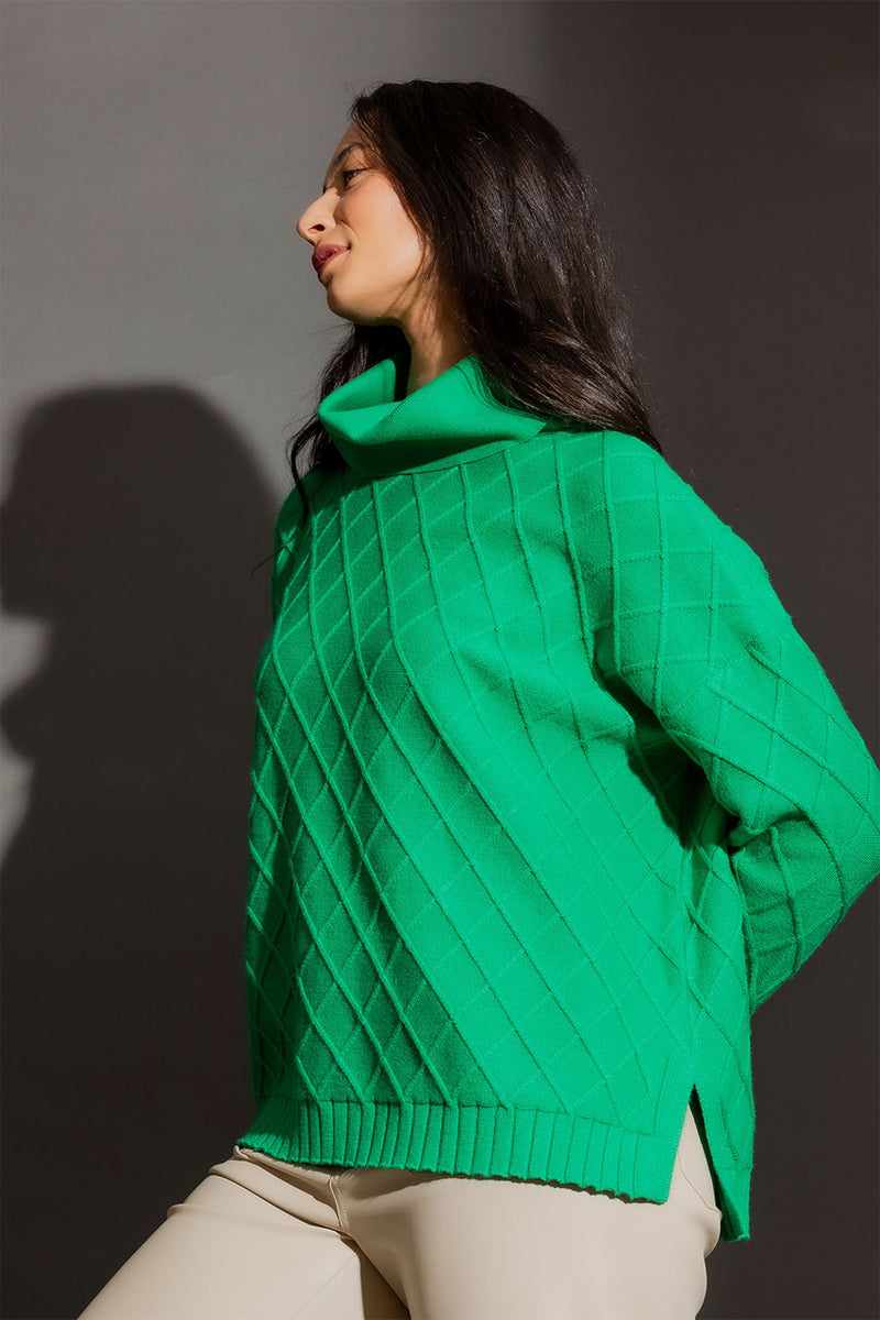 Jade Diamond Cowl Neck Jumper Jade S/M