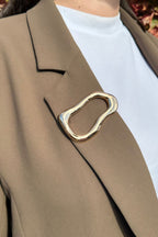 Gold Wave Brooch Gold O/S