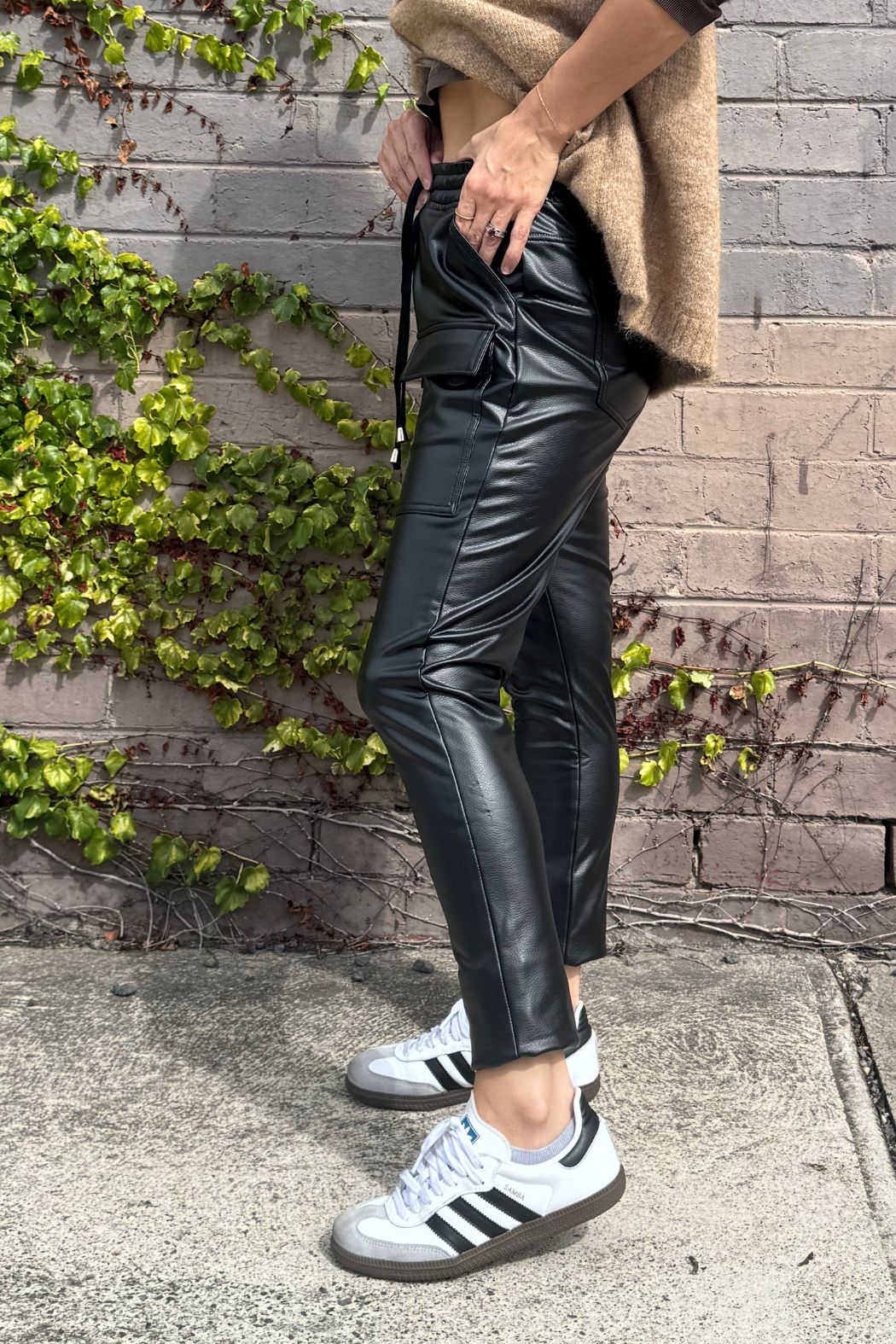 Black Croc Coated Jogger Pant