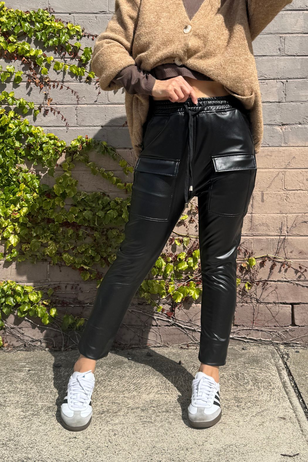 Black Croc Coated Jogger Pant