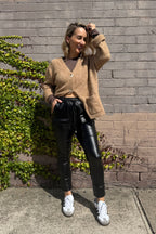 Black Croc Coated Jogger Pant