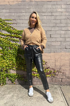 Black Croc Coated Jogger Pant