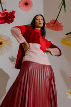 Red Patchwork Knit Jumper Red S
