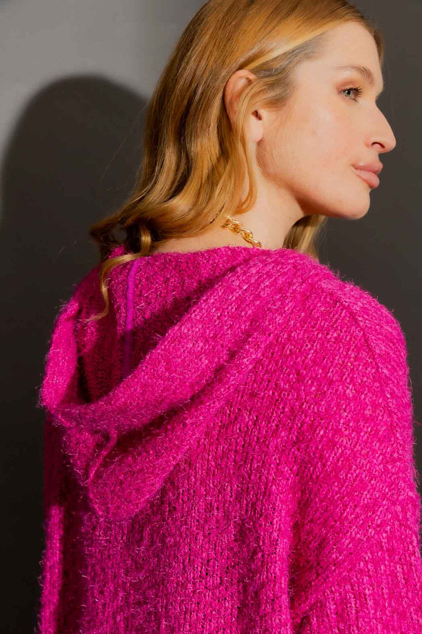 Pink Fluffy Hood Cardi