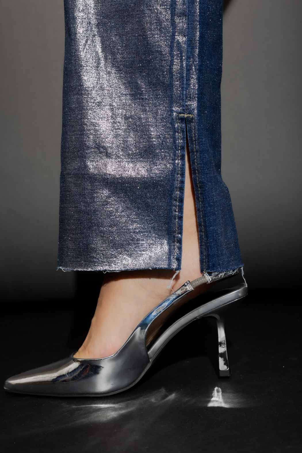 Silver Foil Denim Jean