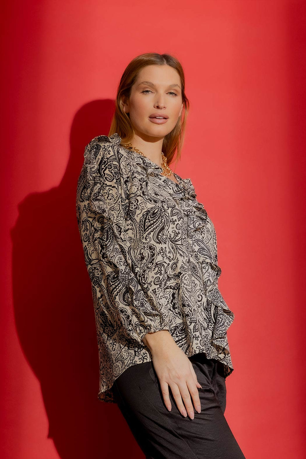 Paisley Raglan Frill Shirt