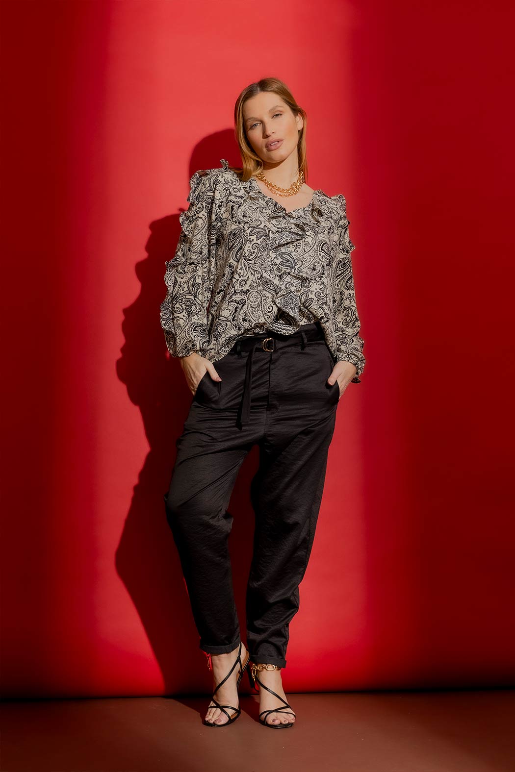 Paisley Raglan Frill Shirt