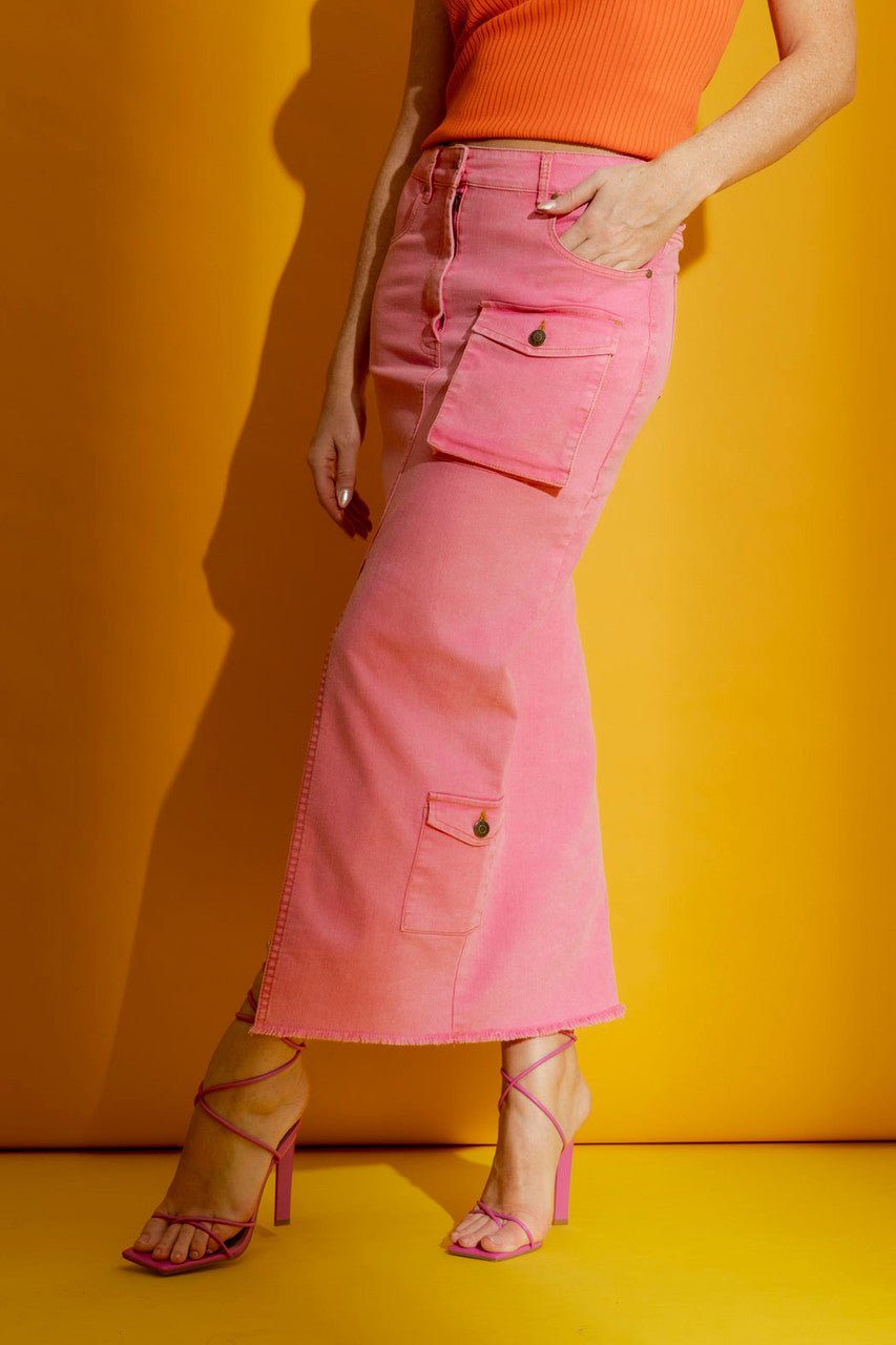 Pink Cargo Jean Skirt