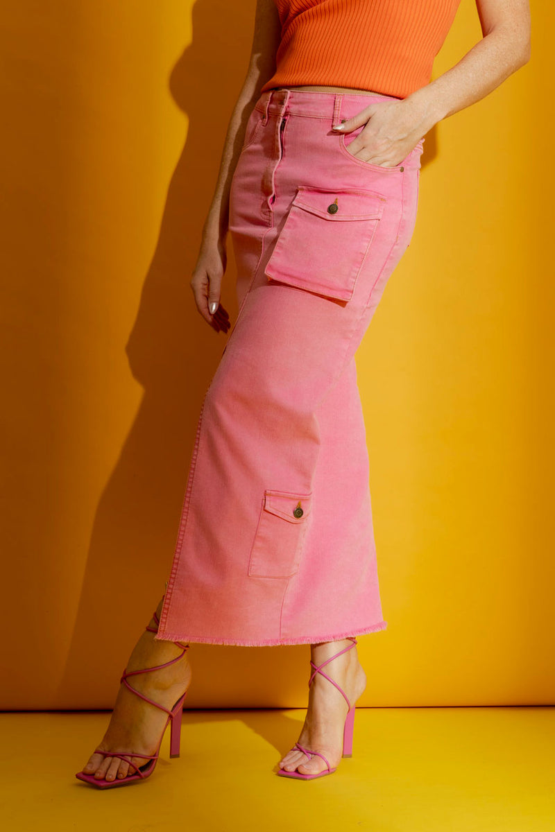 Pink Cargo Jean Skirt
