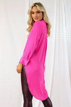 Hot Pink Seta Boyfriend Maxi Shirt