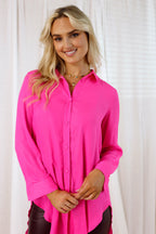 Hot Pink Seta Boyfriend Maxi Shirt