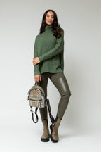 Sage Cable Roll Neck Jumper - Sale