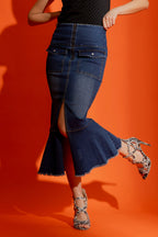 Mid Denim High Waist Skirt