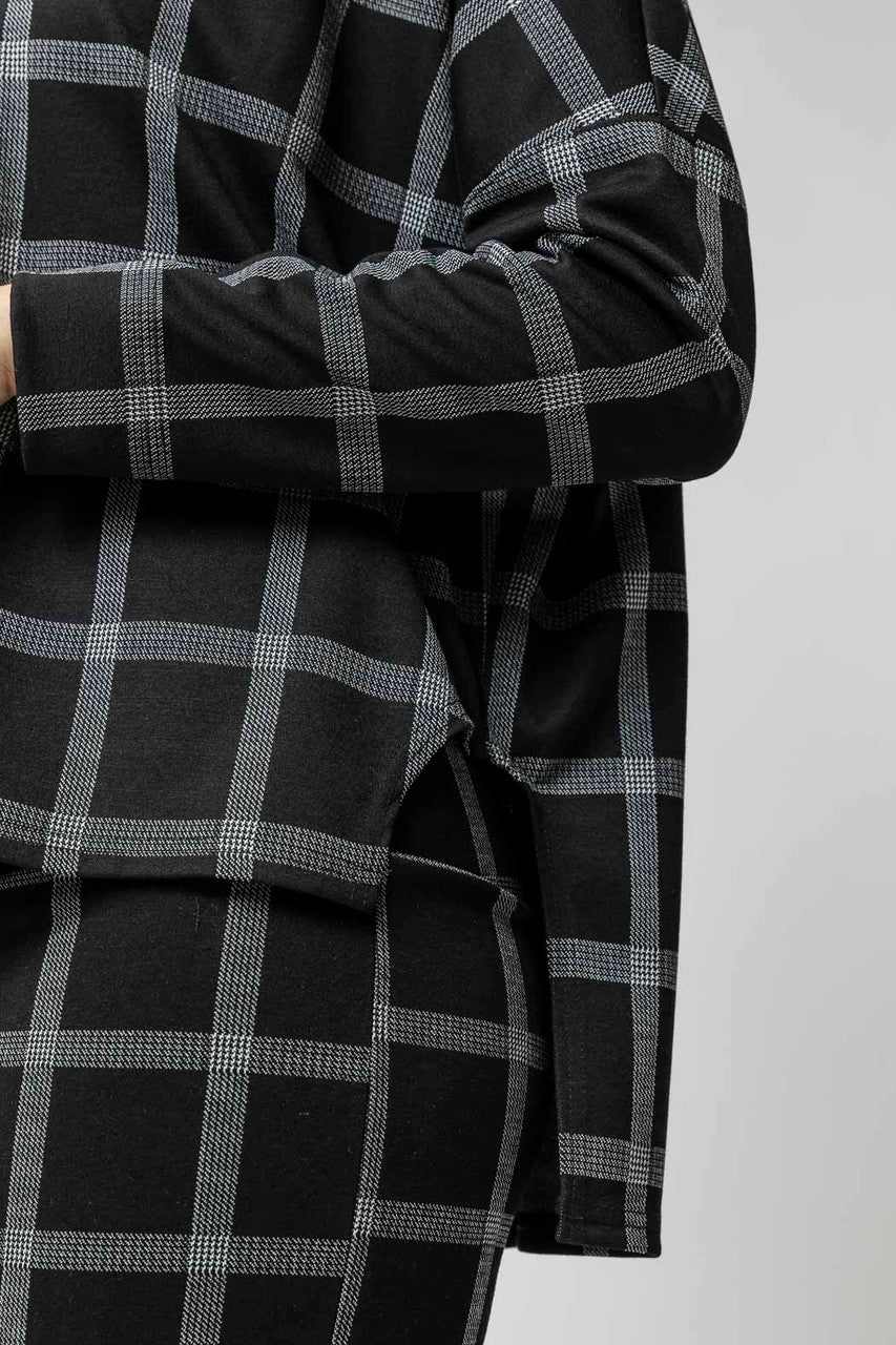 Black Check Roll Neck Top