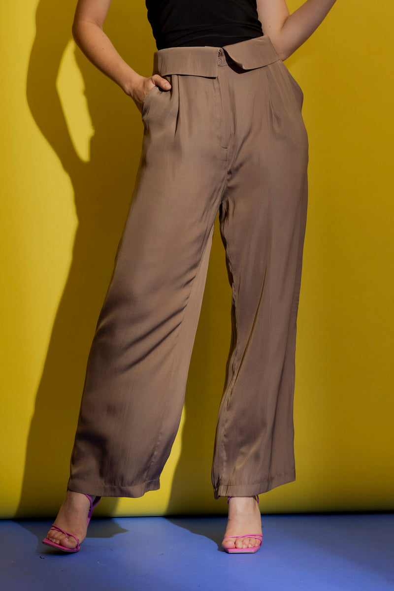 Cocoa Silky Paperbag Pants