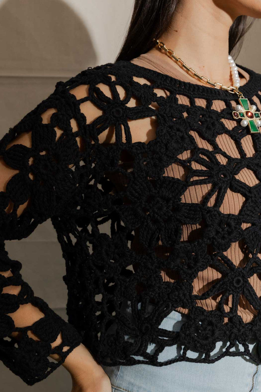 Black Chunky Crochet Knit